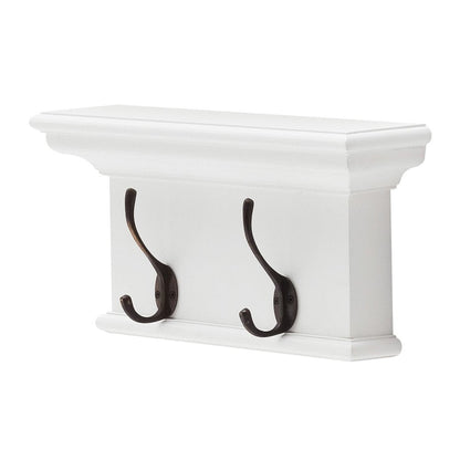 Classic White Two Hook Hanging Coat Rack HomeRoots