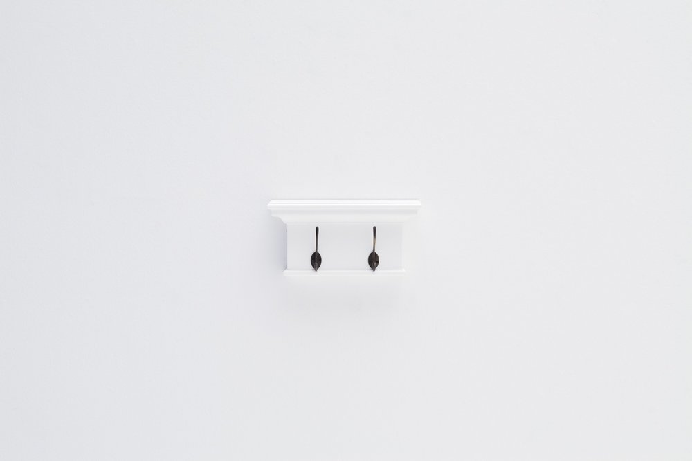 Classic White Two Hook Hanging Coat Rack HomeRoots