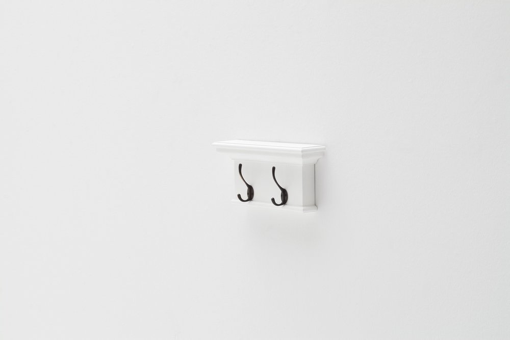 Classic White Two Hook Hanging Coat Rack — view 6