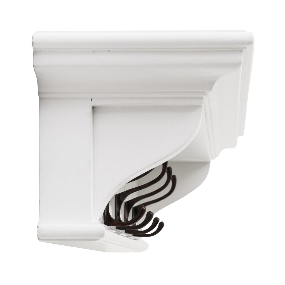 Classic White Wood Wide Four Hook Hanging Coat Rack HomeRoots
