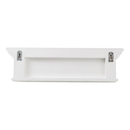 Classic White Wood Wide Four Hook Hanging Coat Rack HomeRoots