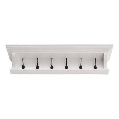 Classic White Wood Wide Six Hook Coat Rack