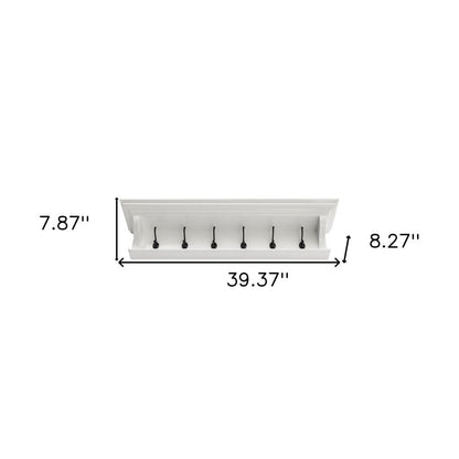 Classic White Wood Wide Six Hook Coat Rack HomeRoots