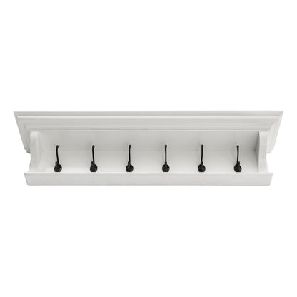 Classic White Wood Wide Six Hook Coat Rack HomeRoots