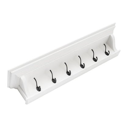 Classic White Wood Wide Six Hook Coat Rack HomeRoots