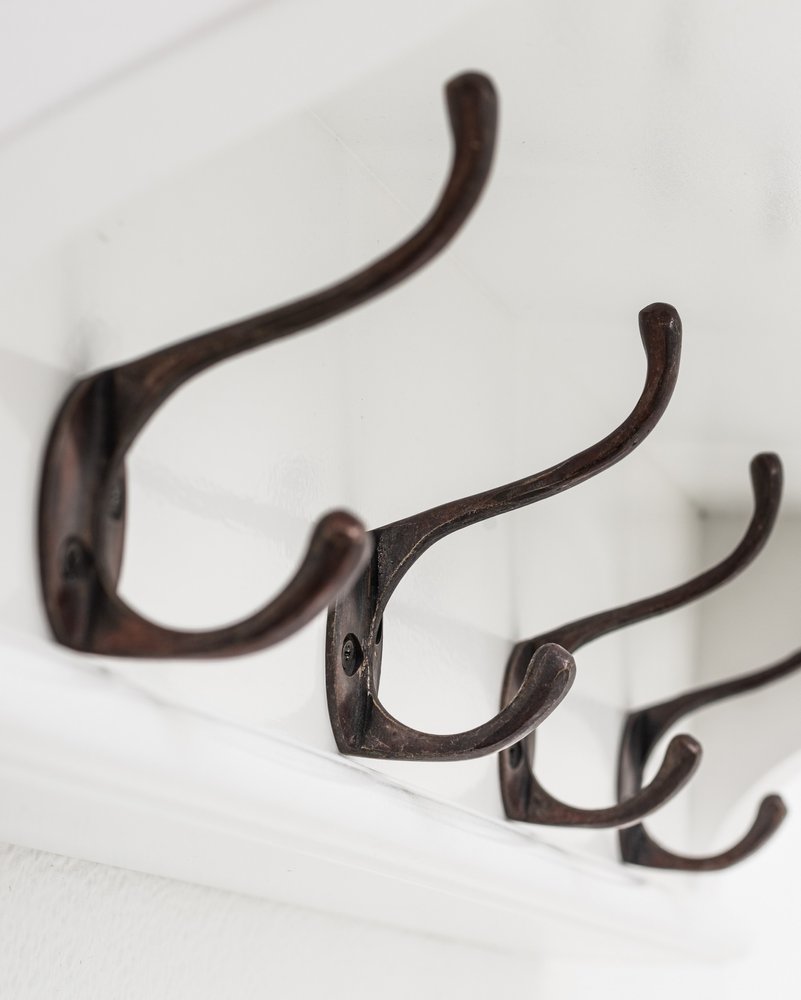 Classic White Wood Wide Six Hook Coat Rack HomeRoots