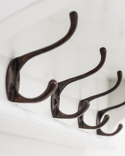 Classic White Wood Wide Six Hook Coat Rack HomeRoots