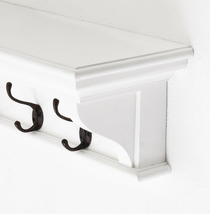 Classic White Wood Wide Six Hook Coat Rack HomeRoots