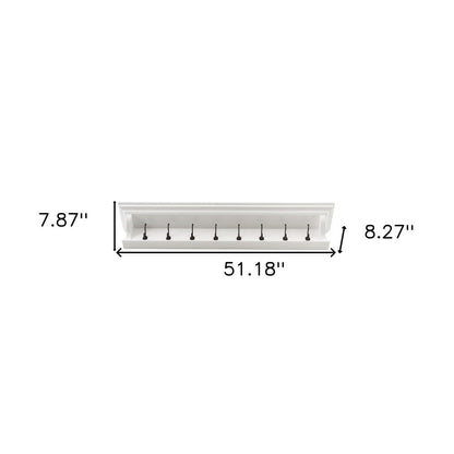 Classic White Wood Wide Eight Hook Coat Rack HomeRoots