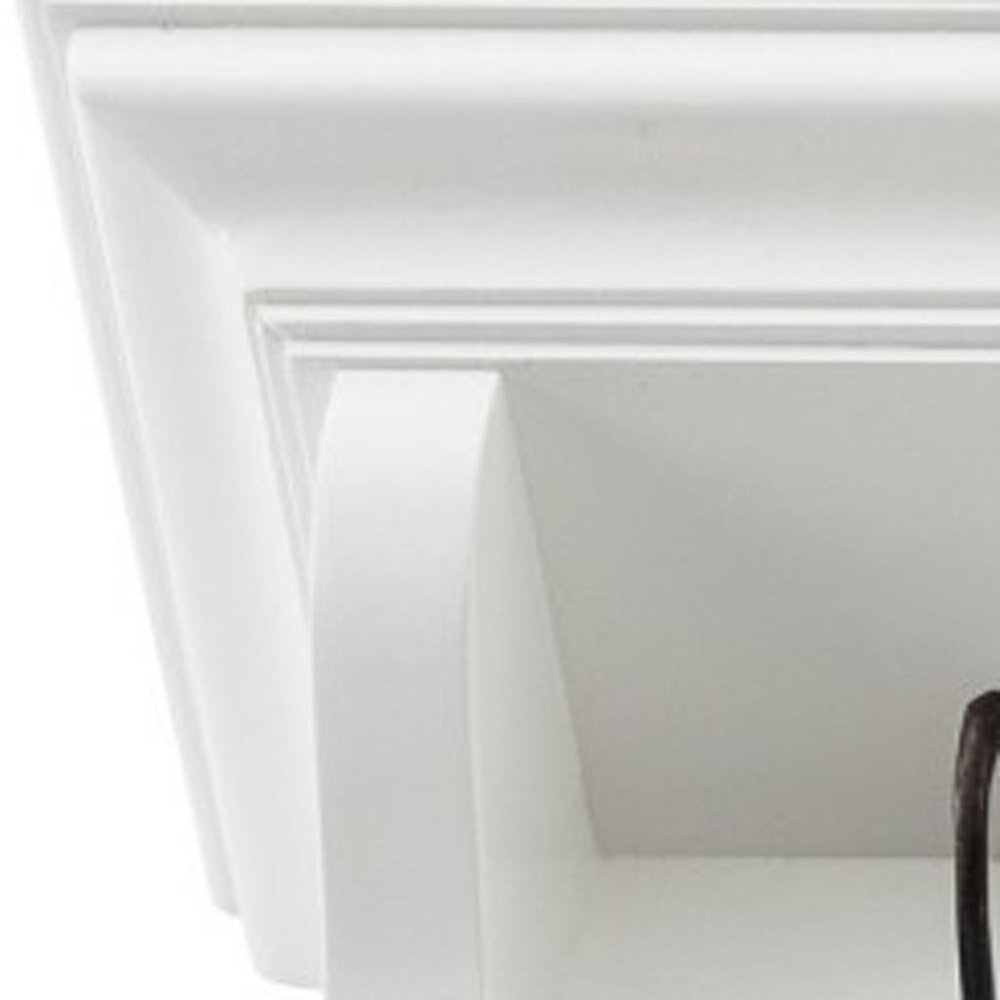 Classic White Wood Wide Eight Hook Coat Rack HomeRoots