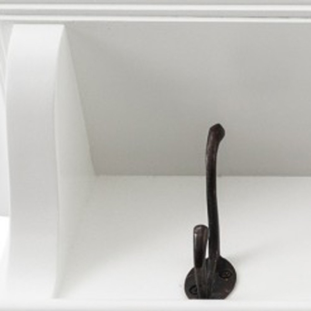Classic White Wood Wide Eight Hook Coat Rack HomeRoots