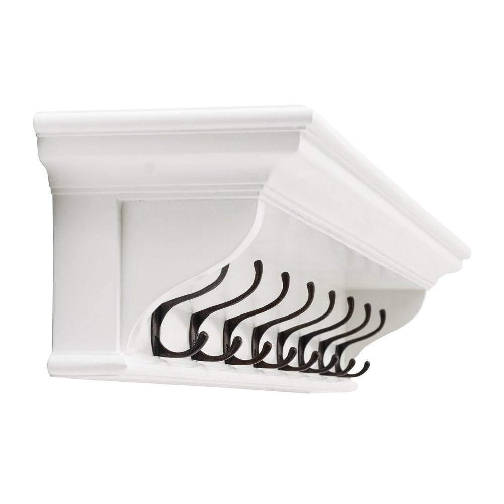 Classic White Wood Wide Eight Hook Coat Rack HomeRoots