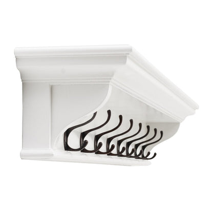 Classic White Wood Wide Eight Hook Coat Rack HomeRoots
