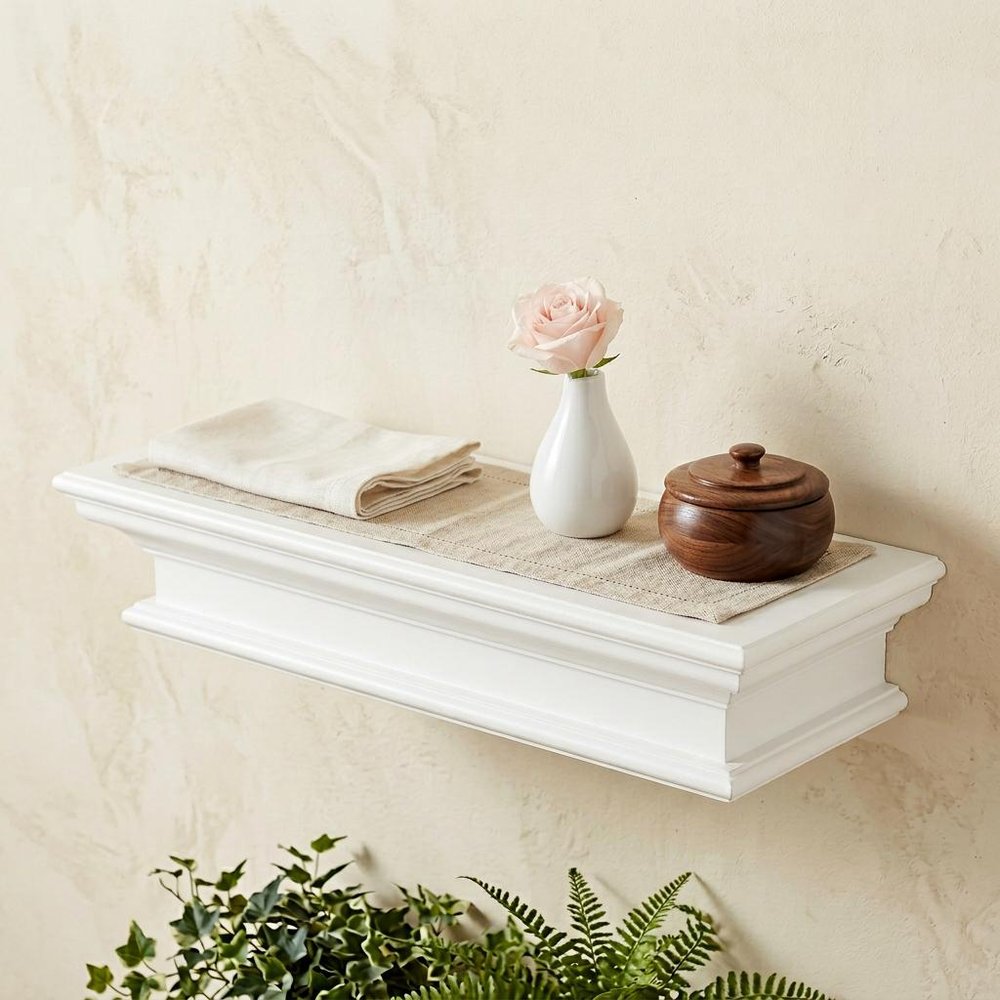 23" Classic White Floating Wall Shelf HomeRoots