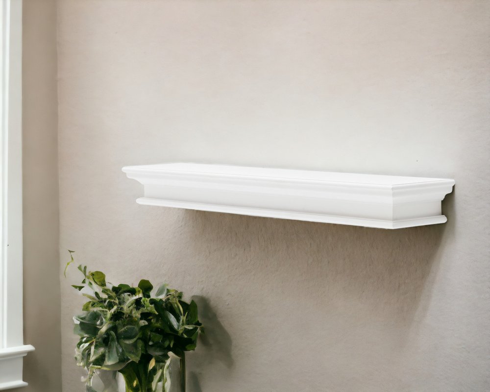 47" Classic White XL Floating Wall Shelf HomeRoots