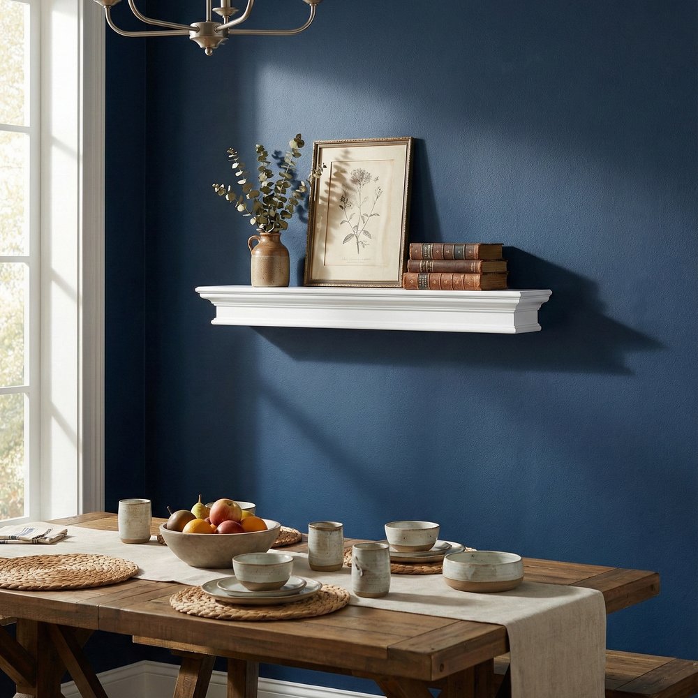 47" Classic White XL Floating Wall Shelf HomeRoots