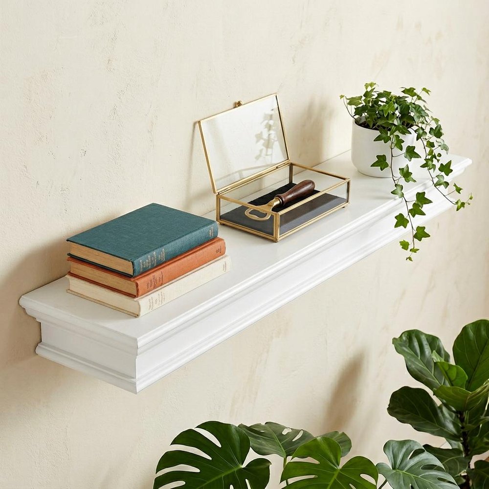47" Classic White XL Floating Wall Shelf HomeRoots