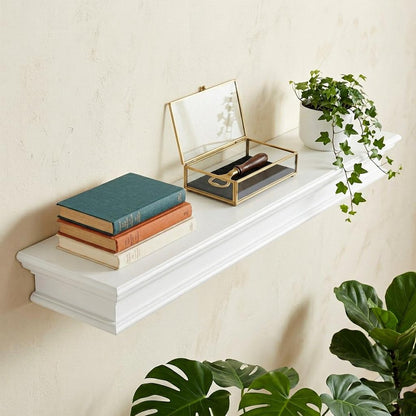 47" Classic White XL Floating Wall Shelf HomeRoots