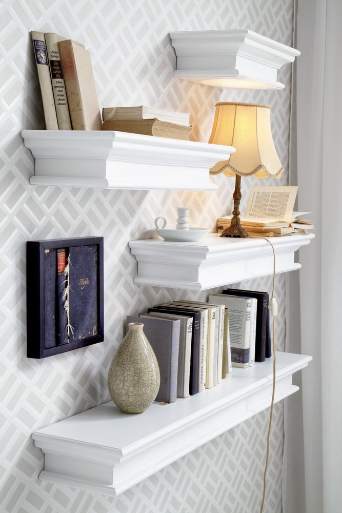 47" Classic White XL Floating Wall Shelf HomeRoots