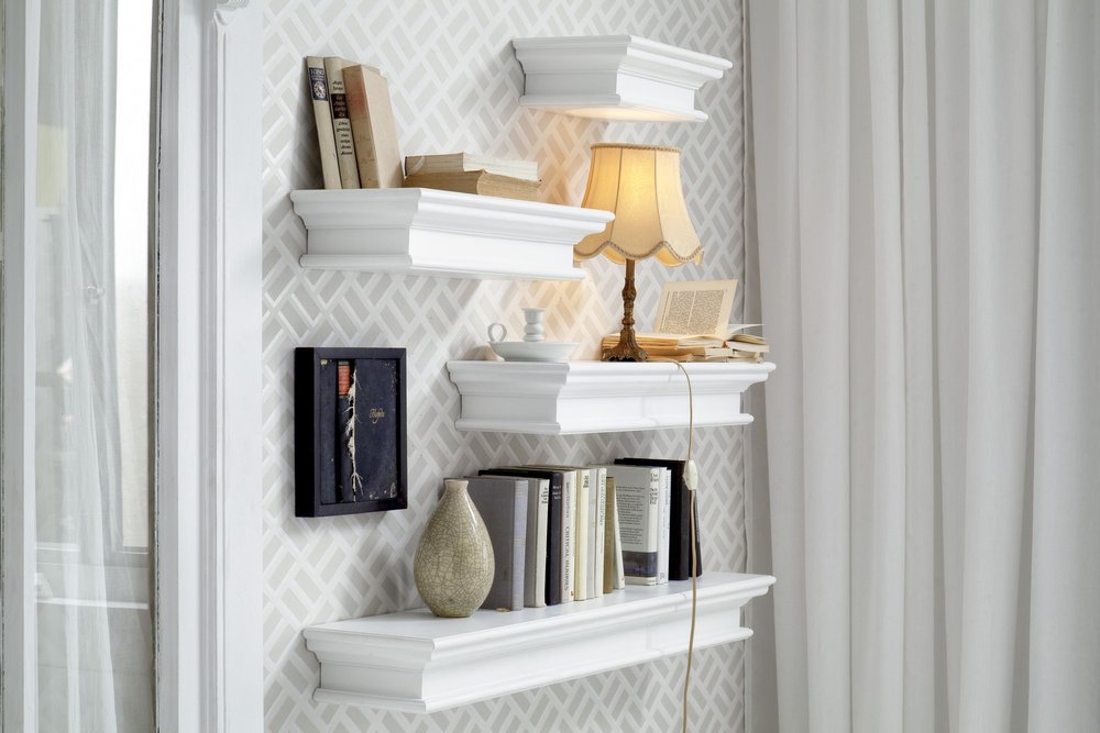 47" Classic White XL Floating Wall Shelf HomeRoots