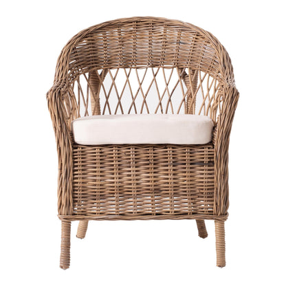 Set of Two Gray Brown Semi Circle Back Wicker Chairs with Seat Cushions HomeRoots