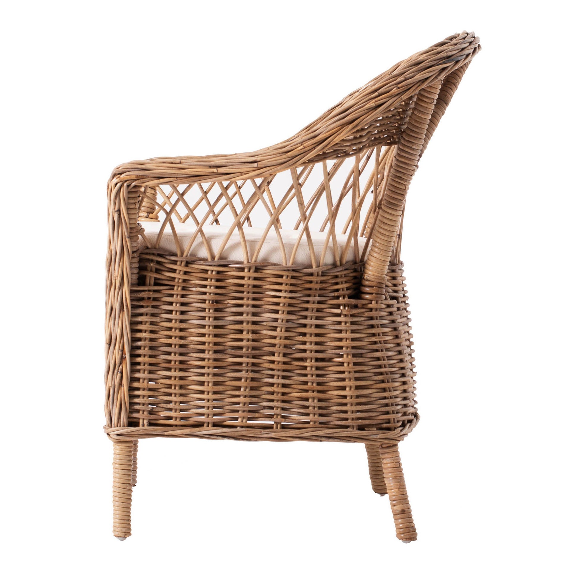 Set of Two Gray Brown Semi Circle Back Wicker Chairs with Seat Cushions HomeRoots