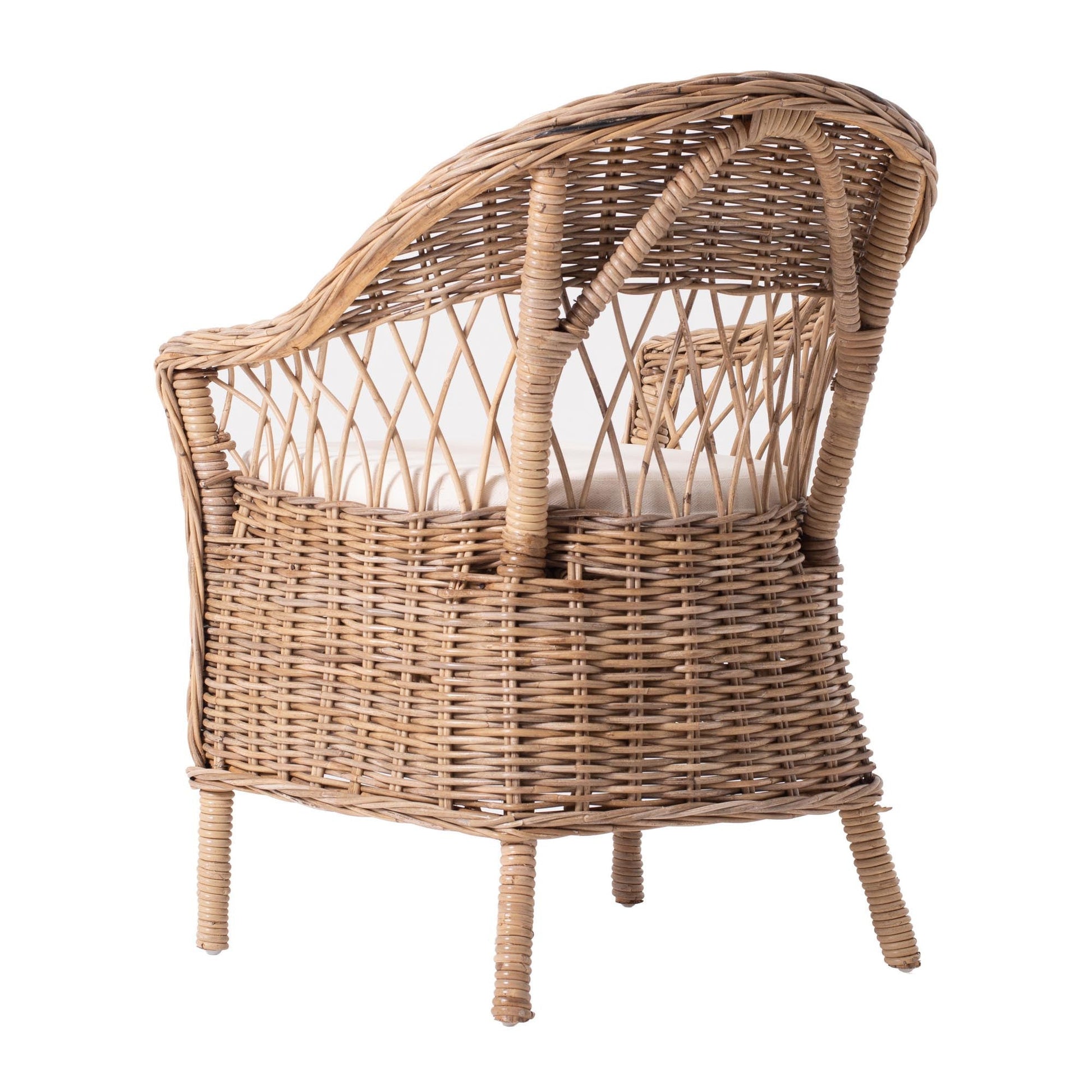 Set of Two Gray Brown Semi Circle Back Wicker Chairs with Seat Cushions HomeRoots