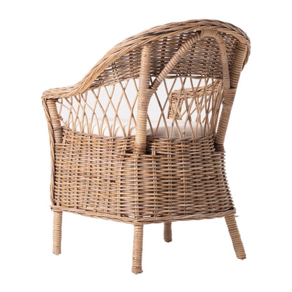Set of Two Gray Brown Semi Circle Back Wicker Chairs with Seat Cushions HomeRoots