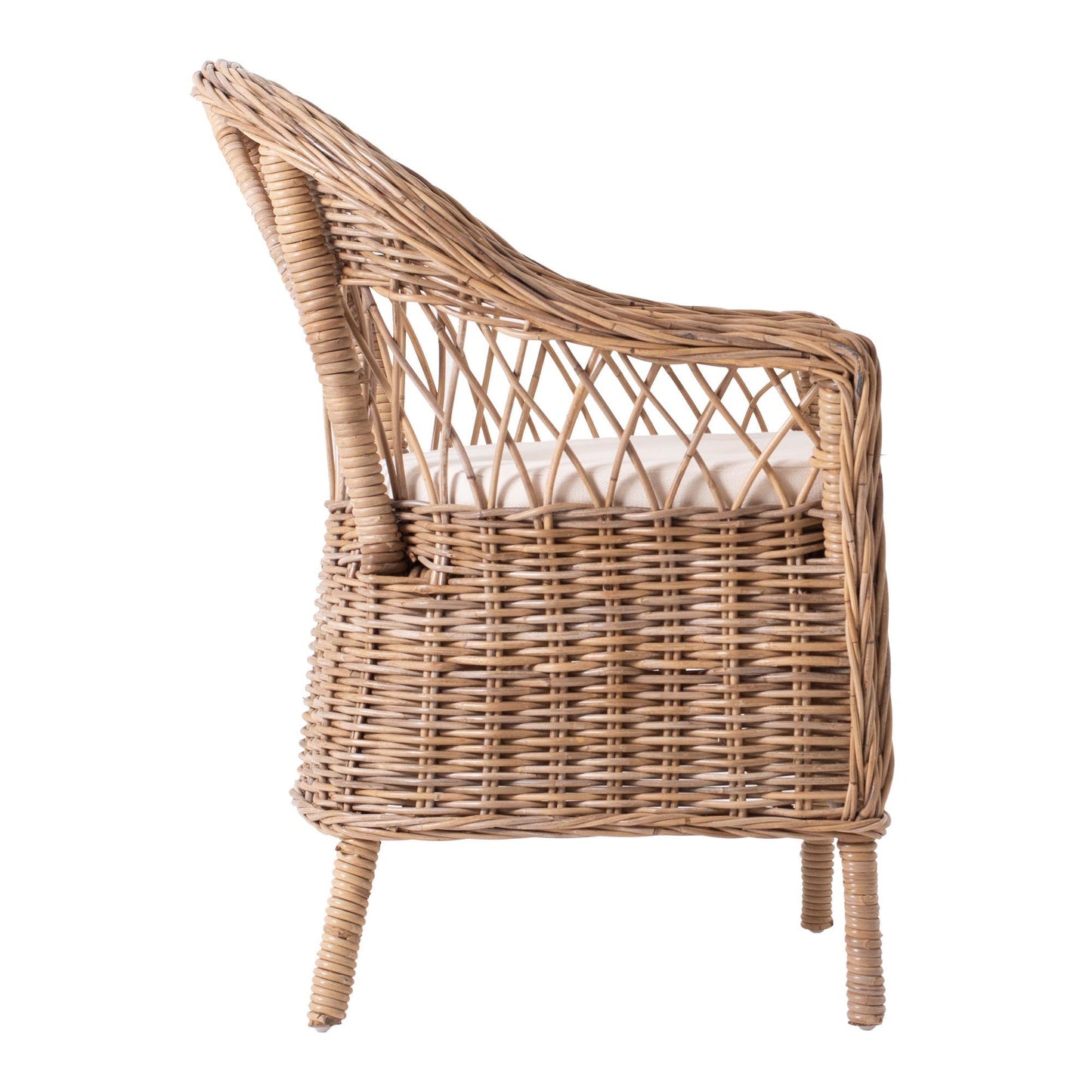 Set of Two Gray Brown Semi Circle Back Wicker Chairs with Seat Cushions HomeRoots