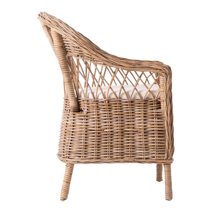 Set of Two Gray Brown Semi Circle Back Wicker Chairs with Seat Cushions HomeRoots