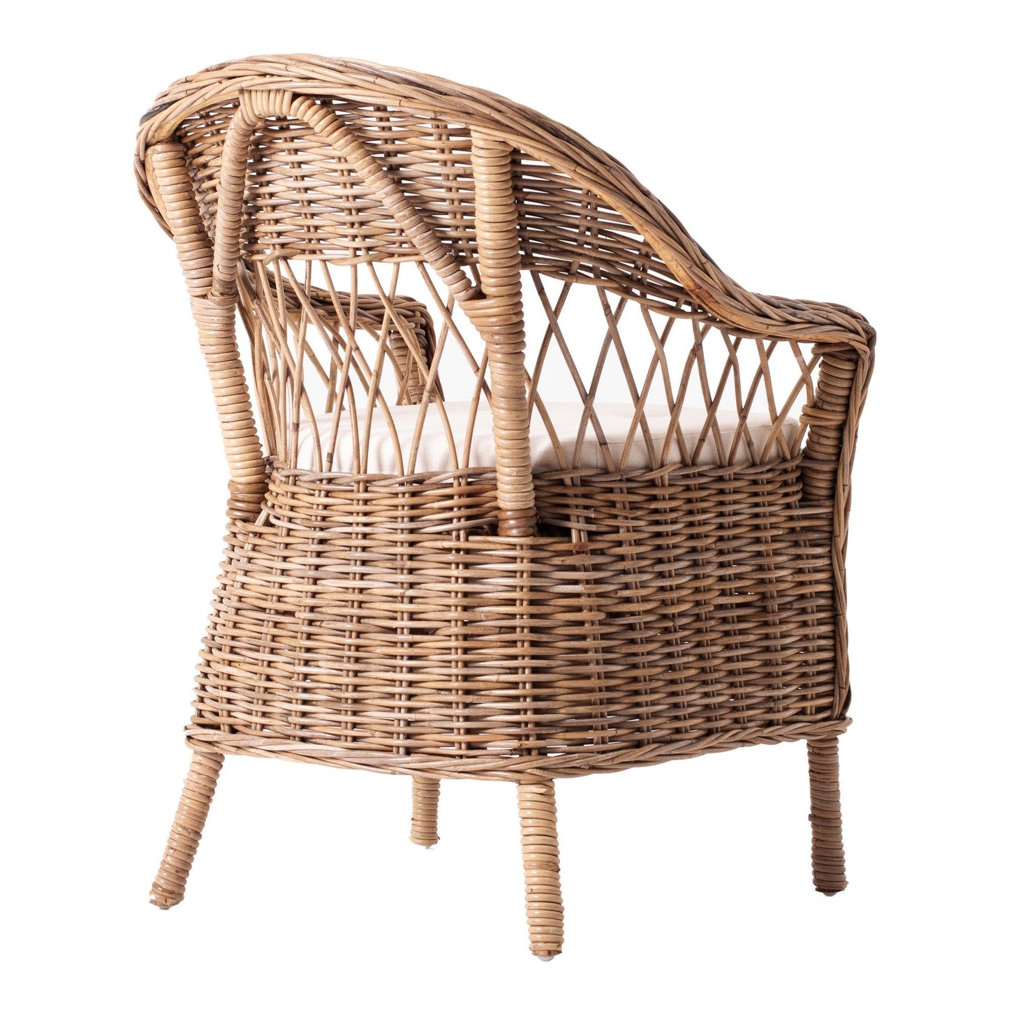 Set of Two Gray Brown Semi Circle Back Wicker Chairs with Seat Cushions HomeRoots