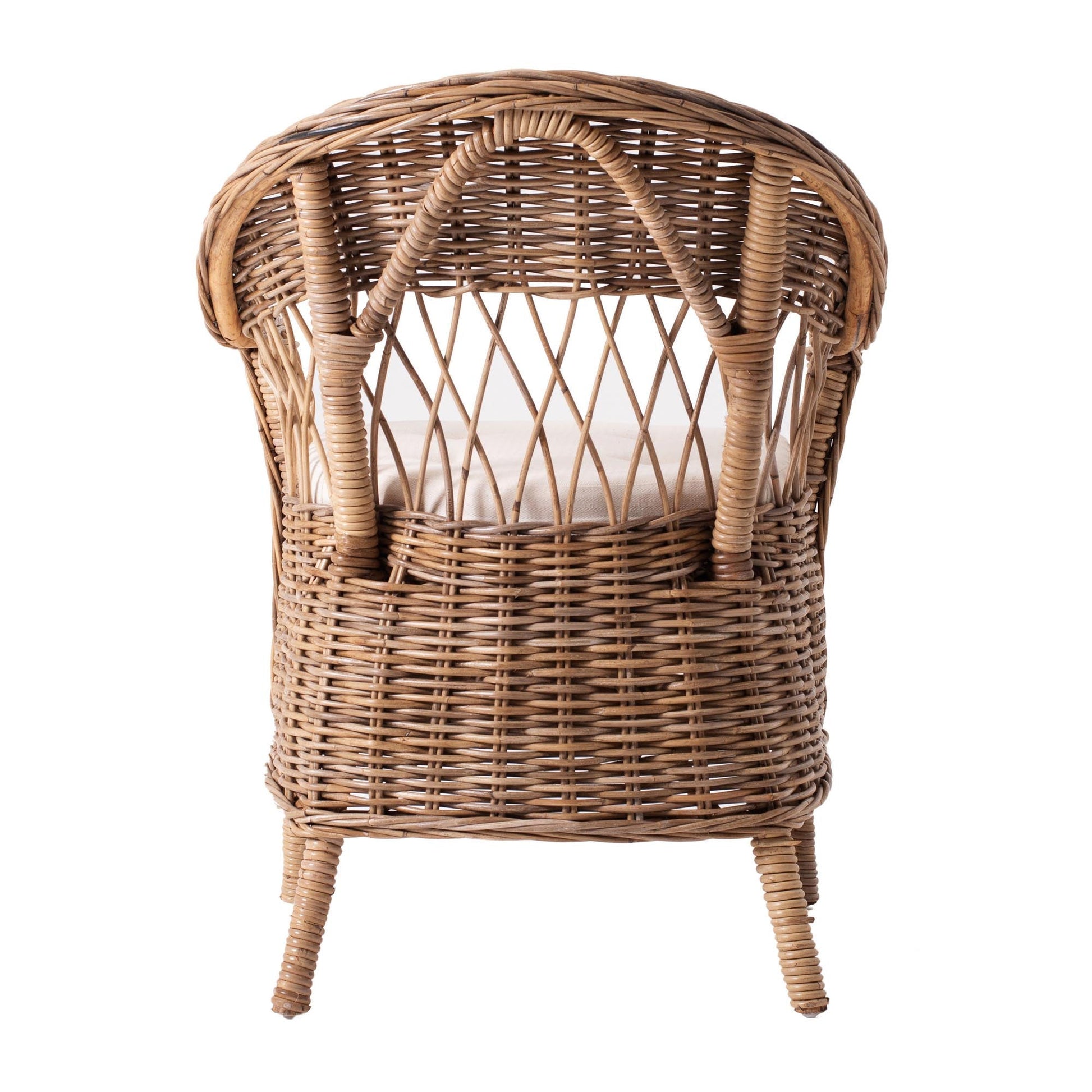 Set of Two Gray Brown Semi Circle Back Wicker Chairs with Seat Cushions HomeRoots