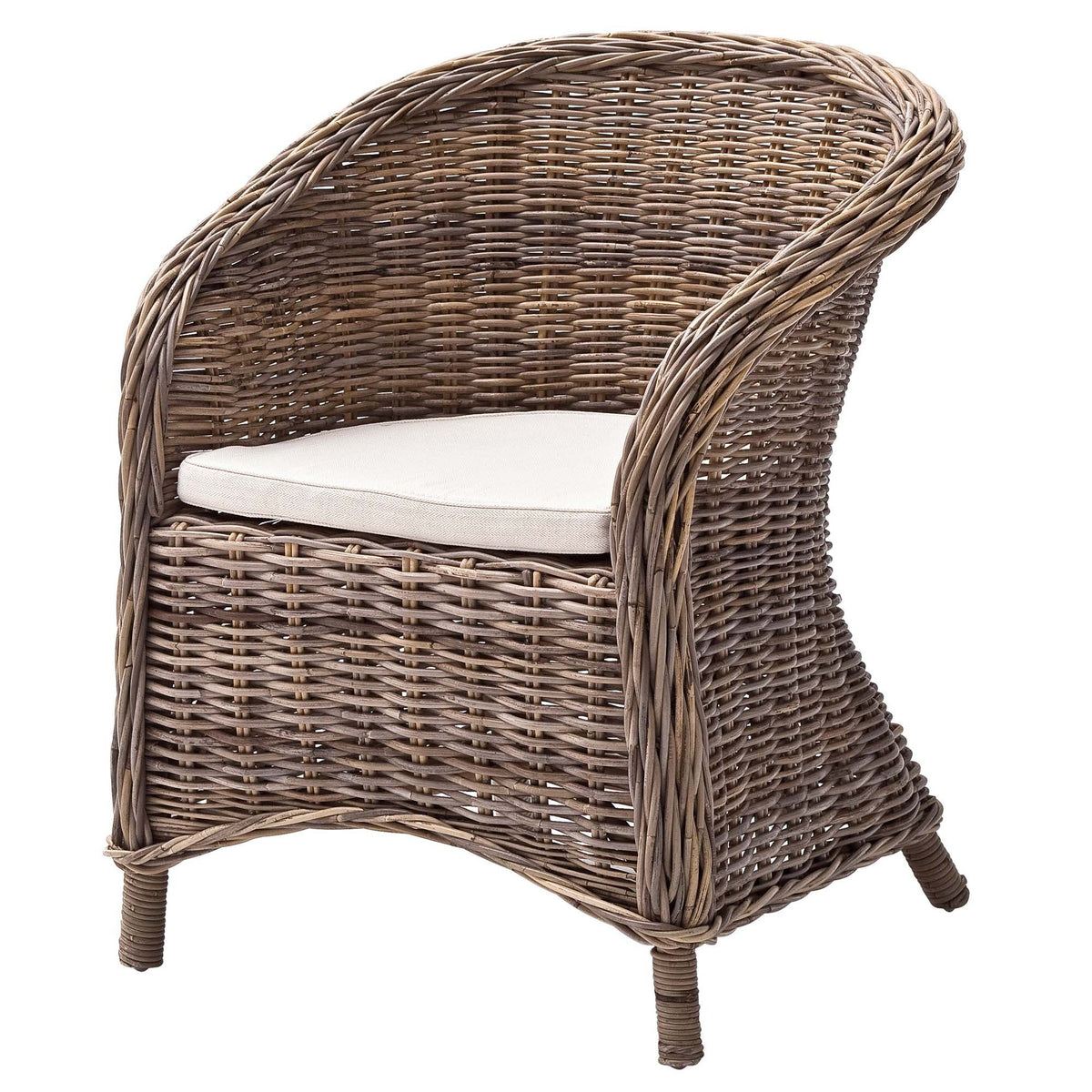 Set of Two Round Wicker Club Armchairs with Seat Cushion HomeRoots