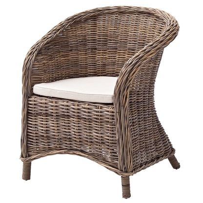 Set of Two Round Wicker Club Armchairs with Seat Cushion HomeRoots