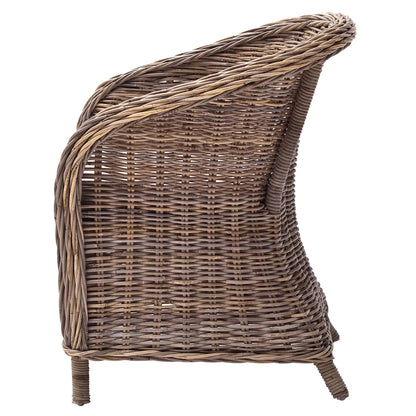 Set of Two Round Wicker Club Armchairs with Seat Cushion HomeRoots