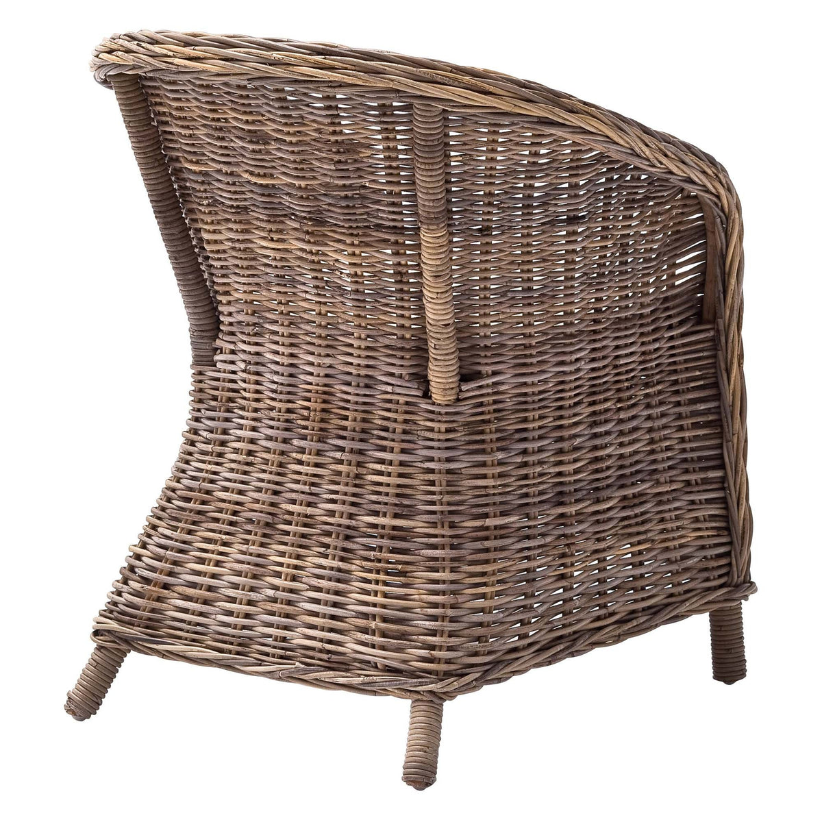 Set of Two Round Wicker Club Armchairs with Seat Cushion — view 4