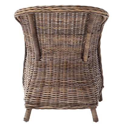 Set of Two Round Wicker Club Armchairs with Seat Cushion HomeRoots