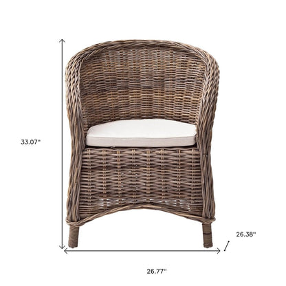 Set of Two Round Wicker Club Armchairs with Seat Cushion HomeRoots