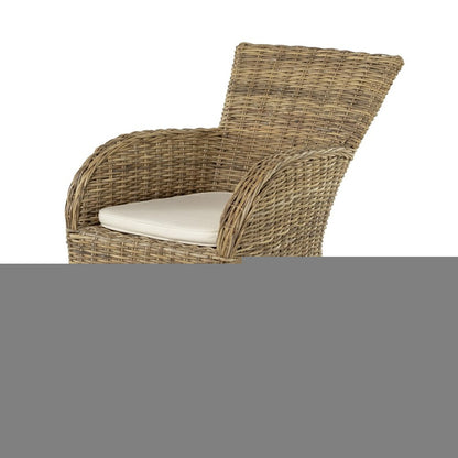 Set of Two Tan Textured Outdoor Dining Chairs with Beige Cushions HomeRoots