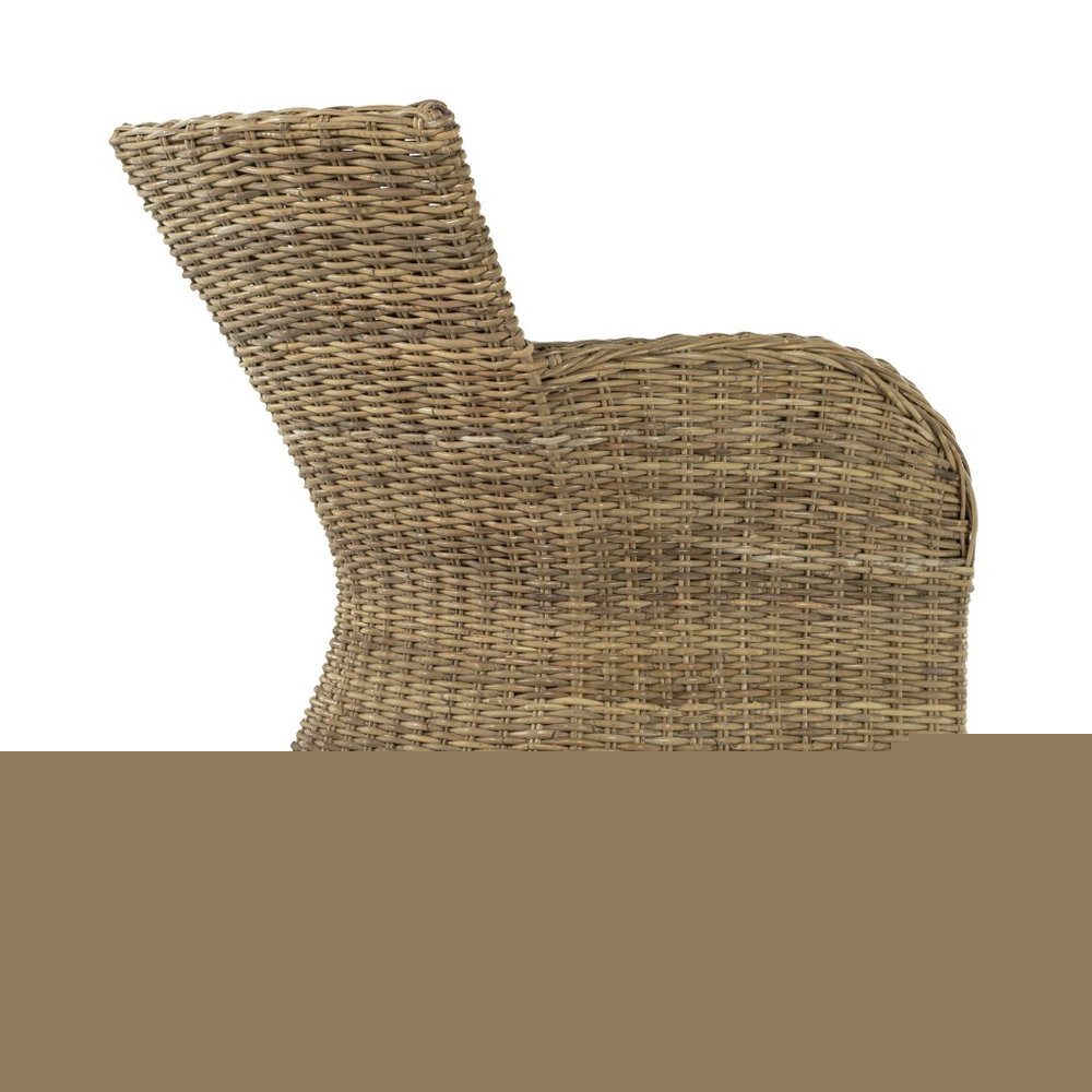 Set of Two Tan Textured Outdoor Dining Chairs with Beige Cushions HomeRoots