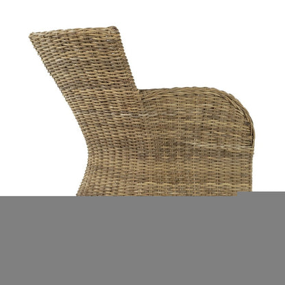 Set of Two Tan Textured Outdoor Dining Chairs with Beige Cushions HomeRoots