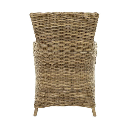 Set of Two Tan Textured Outdoor Dining Chairs with Beige Cushions HomeRoots