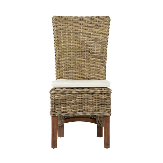 Set of Two Cream and Natural Dining Parsons Chairs HomeRoots