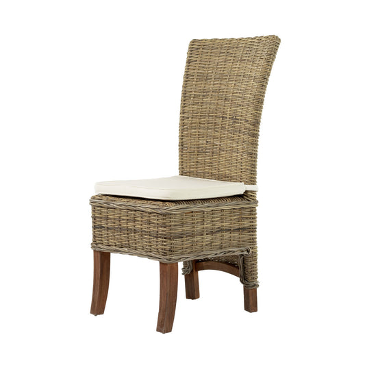 Set of Two Cream and Natural Dining Parsons Chairs HomeRoots