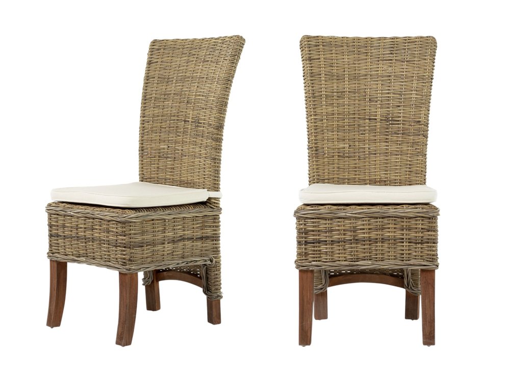 Set of Two Cream and Natural Dining Parsons Chairs HomeRoots
