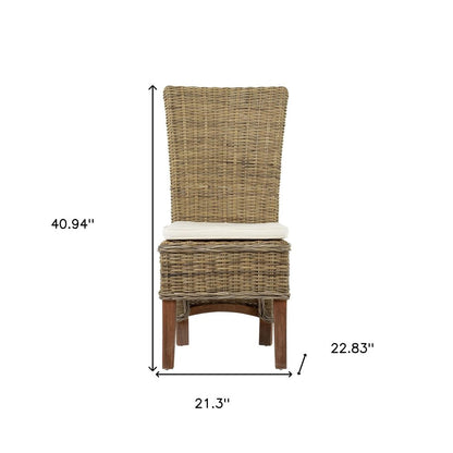Set of Two Cream and Natural Dining Parsons Chairs HomeRoots