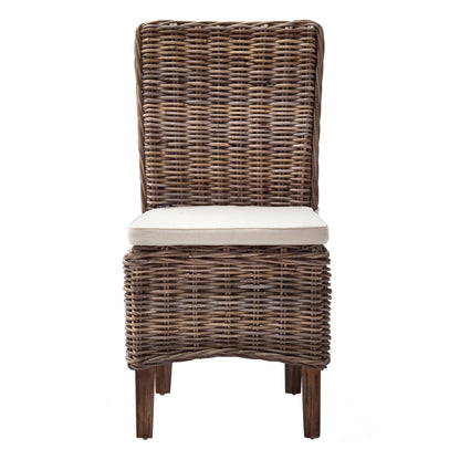 Set of Two Cream and Brown Dining Parsons Chairs HomeRoots