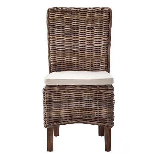 Set of Two Cream and Brown Dining Parsons Chairs HomeRoots