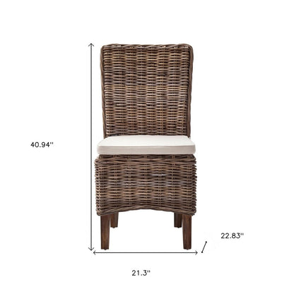 Set of Two Cream and Brown Dining Parsons Chairs HomeRoots