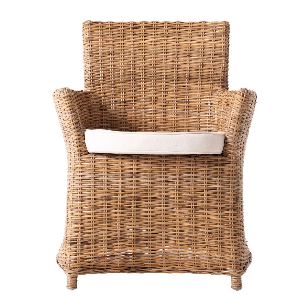 Set of Two Cream And Natural Rattan Dining Arm Chairs HomeRoots